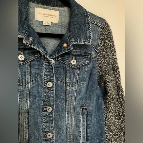 ANTHROPOLOGIE Pilcro and the Letterpress Sweater~Sleeved Denim Jacket Size Small - Picture 6 of 12